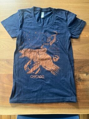 Chicago Bears American Apparel Navy Crewneck Tee with Tag Detail